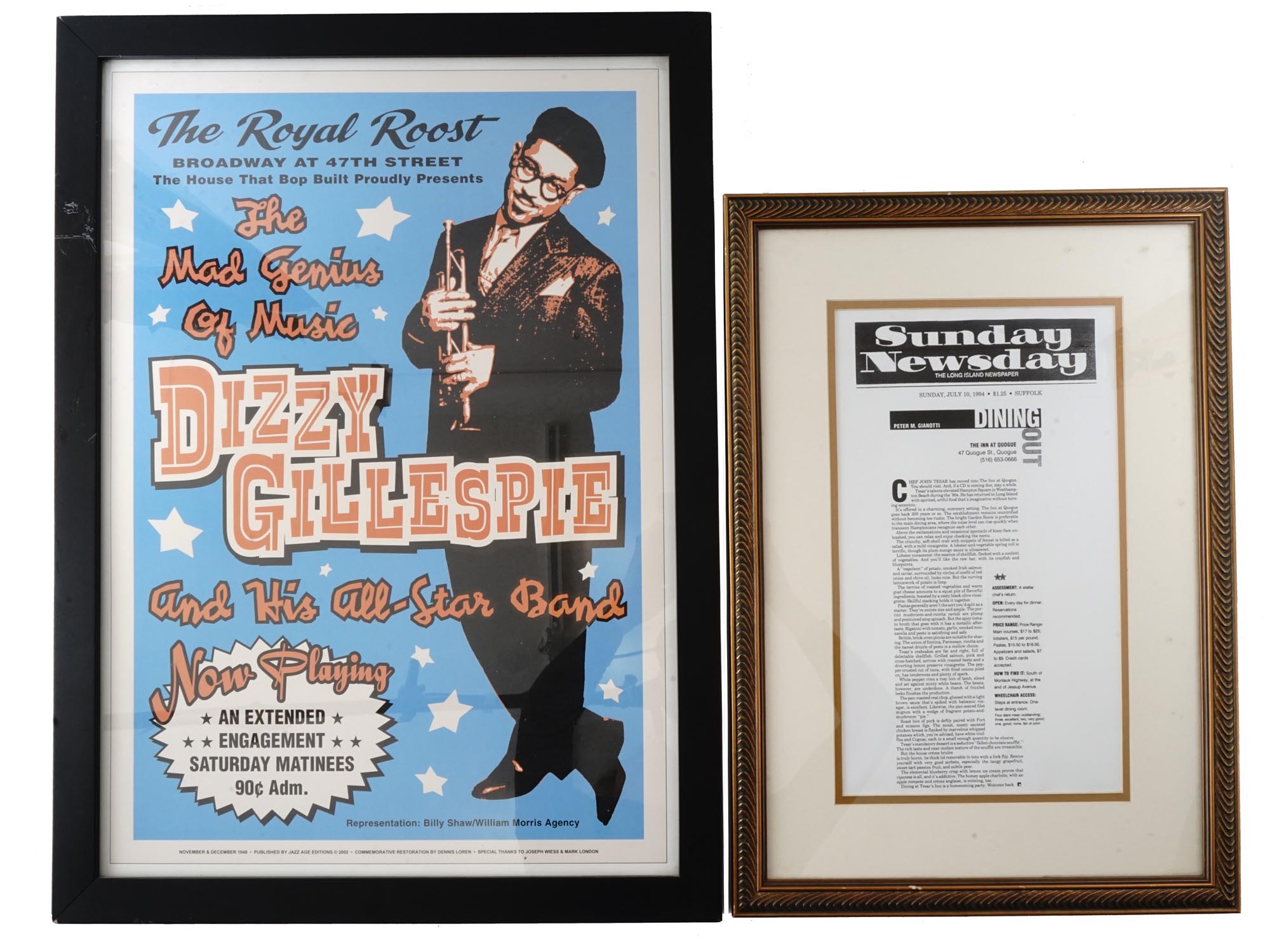 DIZZY GILLESPIE POSTER AND SUNDAY NEWSDAY CUT OUT PIC-0
